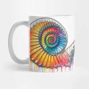 Psychedelic looking abstract illustration of Escher stairs Mug